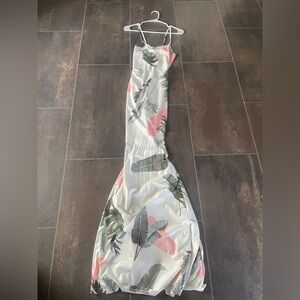 Tropical Leaf Print Maxi Dress